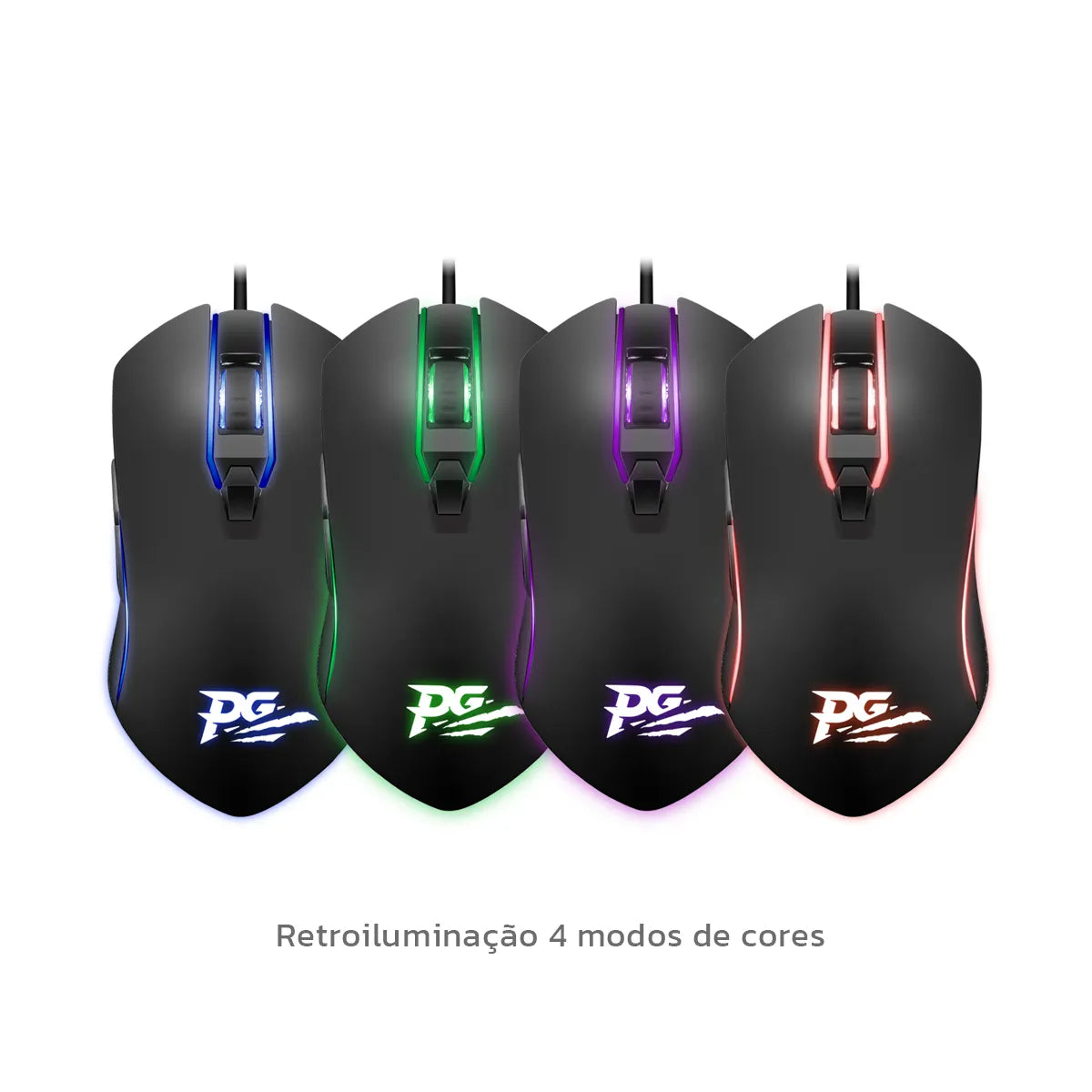 Mouse com Fio Philco PMS31 6 Botões Iluminação RGB LED 4 Cores