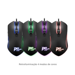 Mouse com Fio Philco PMS31 6 Botões Iluminação RGB LED 4 Cores