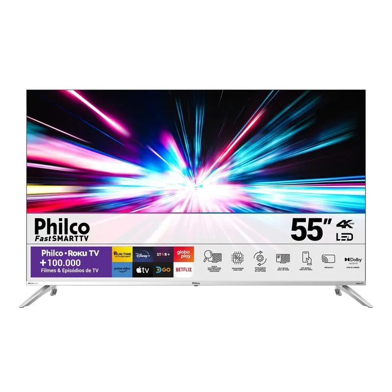 Smart TV 55” Philco PTV55G7PR2CSB Roku TV Dolby Audio